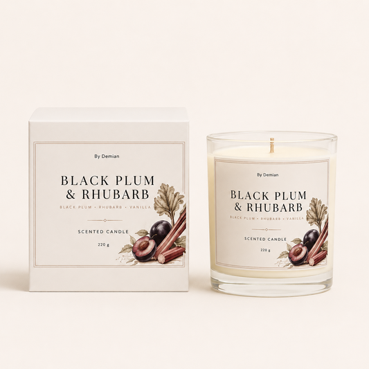 Black Plum & Rhubarb Scented Candle