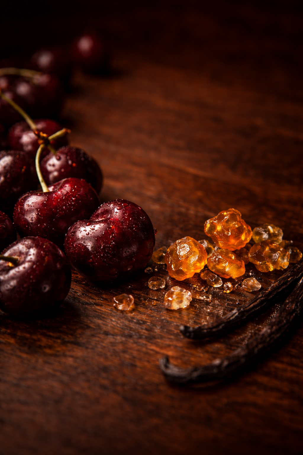 Dark, addictive and rich. Cherry wrapped in amber and resin for a deep, lingering
presence.